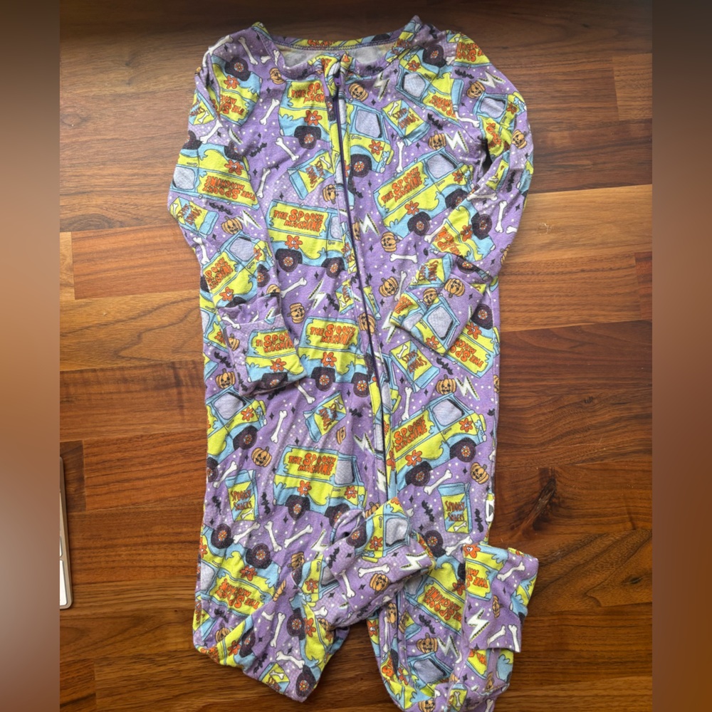 💜 Little Bird Bamboo Scooby-Doo Pajamas – 18–24 Months, Purple Background 🎃🚐